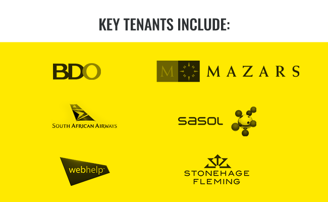 Key Tenants Icons Mobile - BDO, Mazars, South African Airways, Sasol, Webhelp, Stonehage Fleming